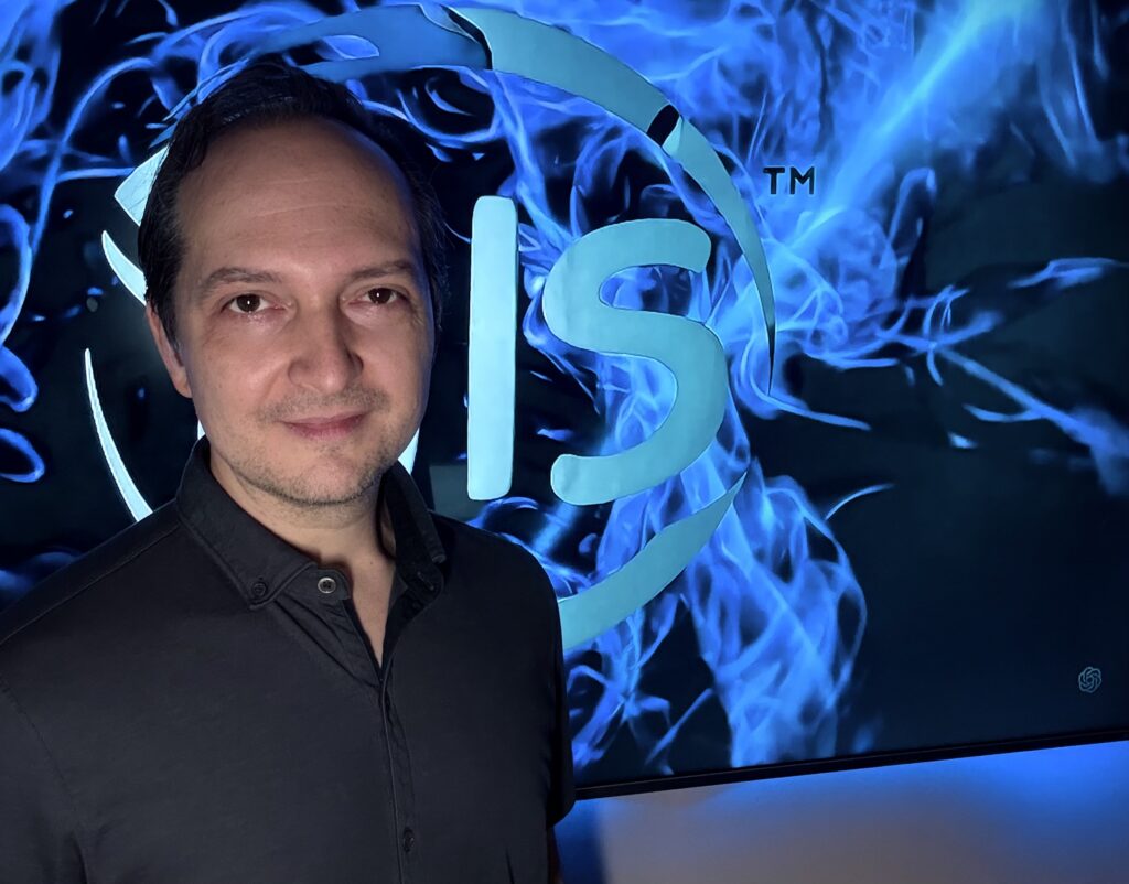 Eugene Gershman Standing in Front of GIS Sign